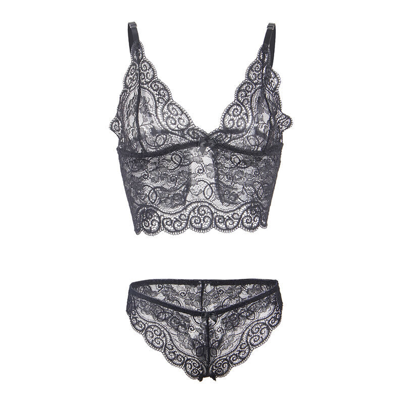 SUBBLIME - 953911 SET 3 PIEZAS ENCAJE Y SATEN NEGRO S/M - Imagen 8