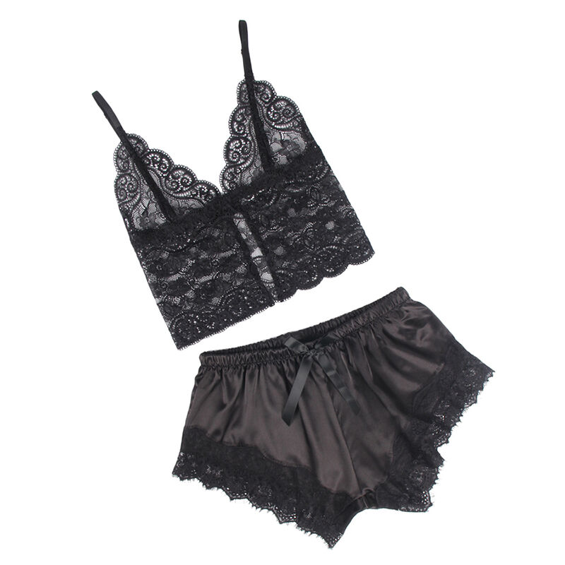 SUBBLIME - 953935 PIJAMA SEXY SATEN Y ENCAJE NEGRO S/M - Imagen 4