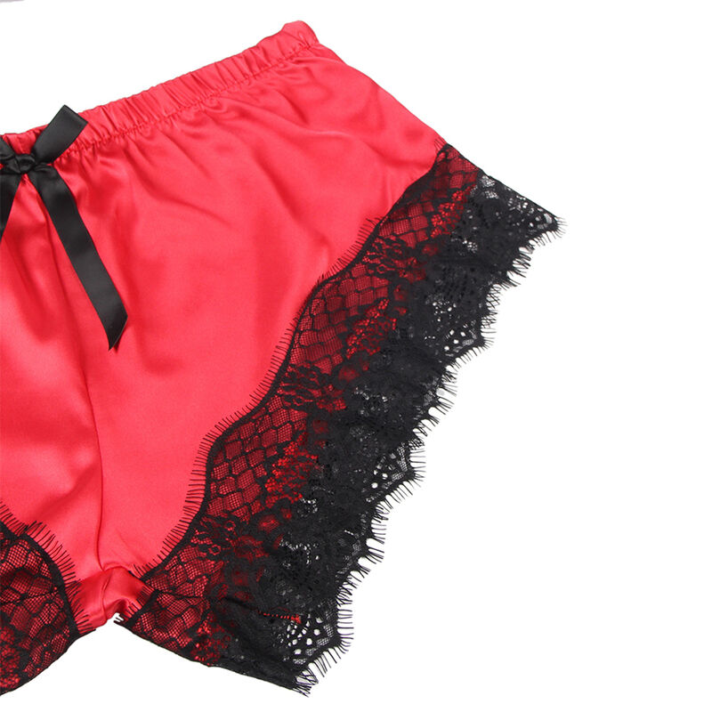 SUBBLIME - 953959 PIJAMA SEXY SATEN Y ENCAJE NEGRO/ROJO S/M - Imagen 7
