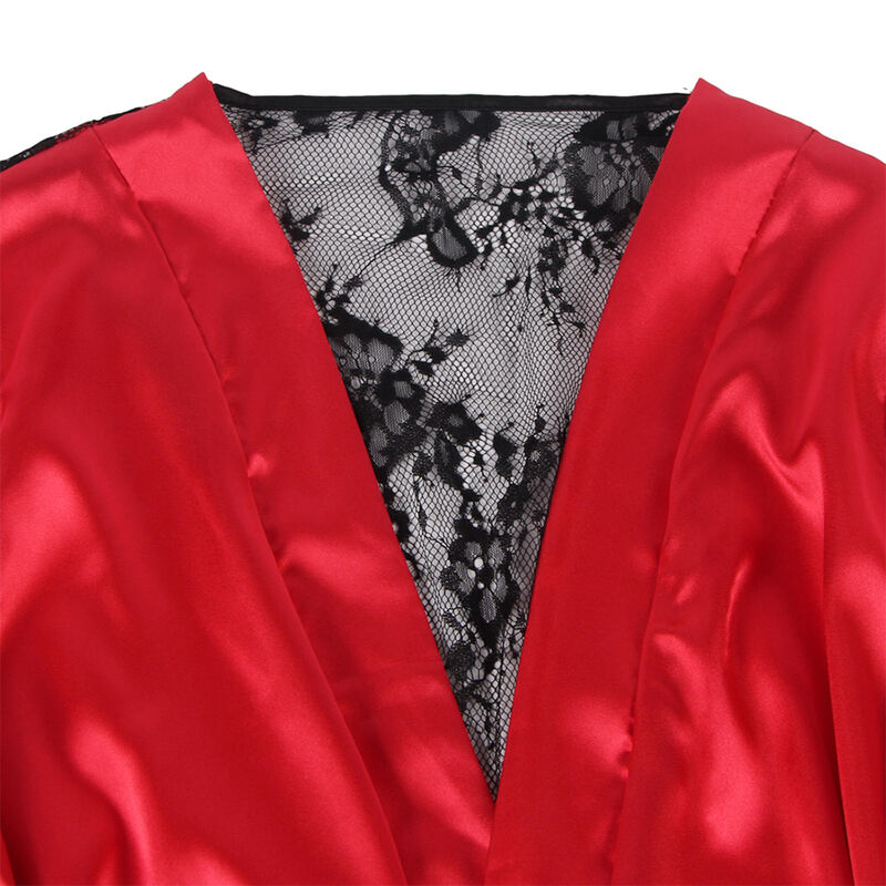 SUBBLIME - 954024 CAMISON DE ENCAJE ESPALDA TRANSPARENTE + TANGA ROJO/NEGRO L/XL - Imagen 5