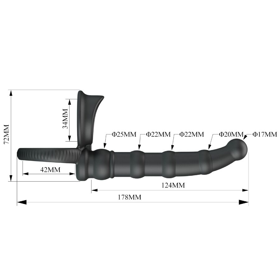 PRETTY LOVE - TATUM ANILLO VIBRADOR PENE CON PLUG 10 VIBRACIONES NEGRO - Imagen 5