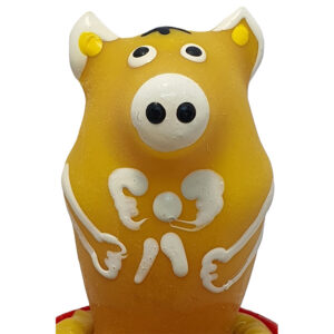CONDOMERIE - PRESERVATIVO DECORATIVO PINTADO A MANO CERDO SENTADO AMARILLO