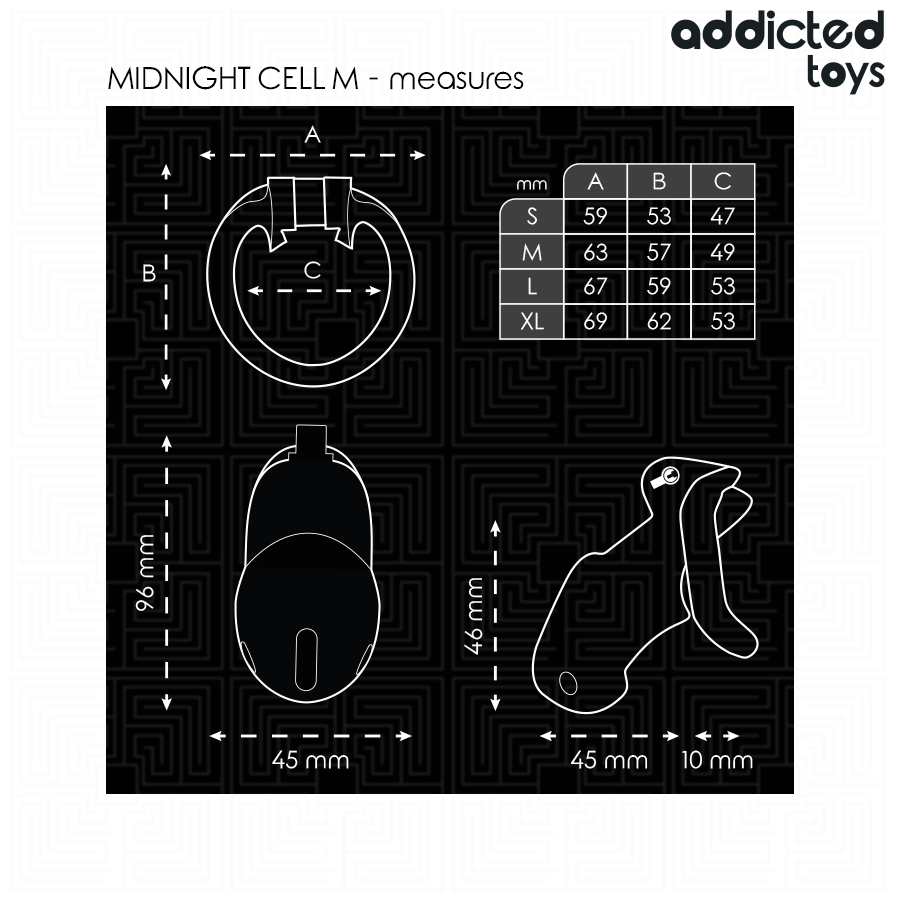 ADDICTED TOYS LOCKED - MINDNIGHT CELL JAULA PARA PENE TALLA M - Imagen 5