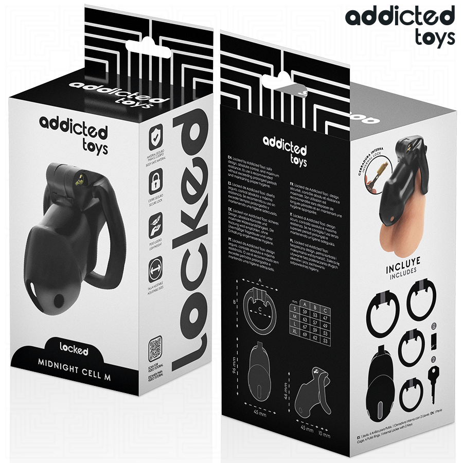 ADDICTED TOYS LOCKED - MINDNIGHT CELL JAULA PARA PENE TALLA M - Imagen 6