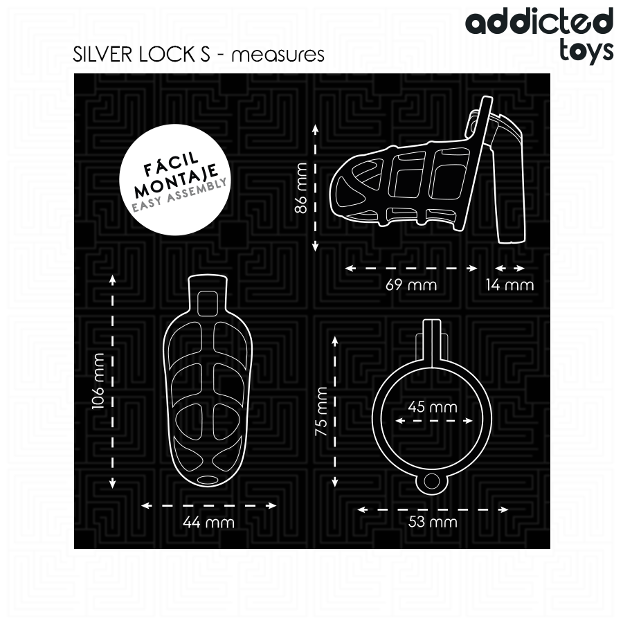 ADDICTED TOYS LOCKED - SILVER LOCK JAULA PARA PENE DE METAL TALLA S - Imagen 5