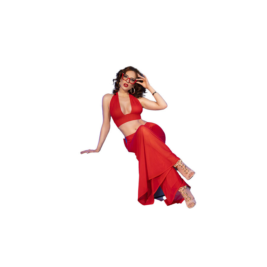CHILIROSE - CR 4857 SET TOP Y PANTALONES ROJO TALLA XL - Imagen 4