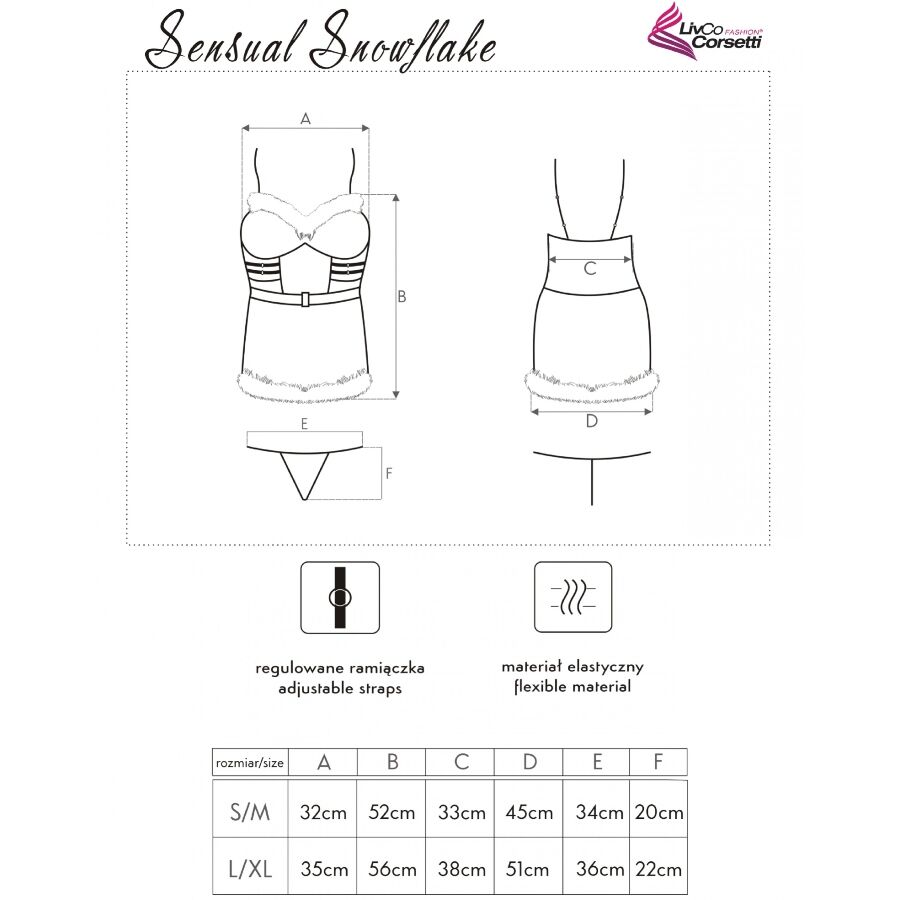 LIVCO CORSETTI FASHION - SENSUAL SNOWFLAKE LC 90603 CAMISA + TANGA + DIADEMA NAVIDEÑA S/M - Imagen 5