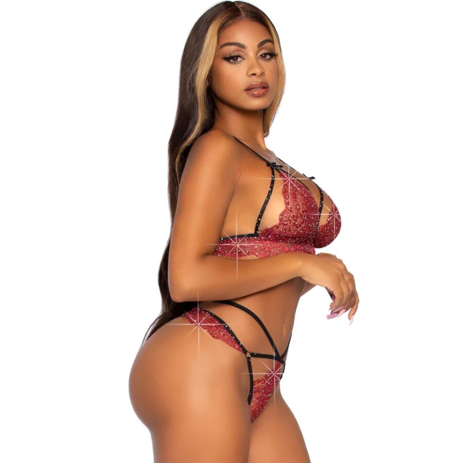 LEG AVENUE - 81623 SET SUJETADOR + TANGA BURDEOS TALLA M - Imagen 2