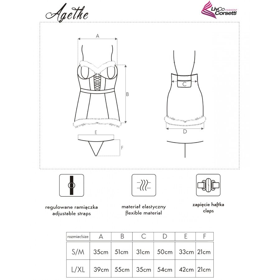 LIVCO CORSETTI FASHION - AGETHE LC 90607 CAMISA + TANGA + GORRO NAVIDEÑO L/XL - Imagen 6