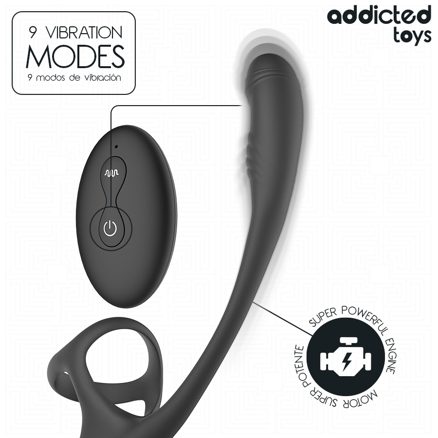 ADDICTED TOYS - PLUG ANAL VIBRACIÓN Y WAVING 360º Y ESTIMULADOR TESTÍCULOS - Imagen 9