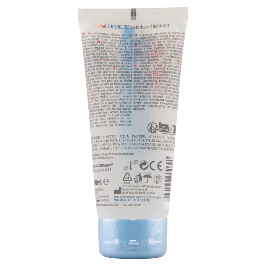 HOT - ANAL SUPERGLIDE LIQUID PLEASURE LUBRICANTE ANAL BASE AGUA 100 ML - Imagen 2