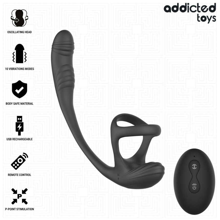 ADDICTED TOYS - PLUG ANAL VIBRACIÓN Y WAVING 360º Y ESTIMULADOR TESTÍCULOS - Imagen 2