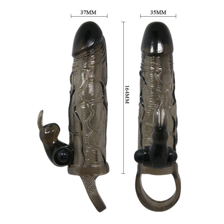 BAILE - BRAVE MAN FUNDA REALÍSTICA PENE CON RABBIT 16.5 CM NEGRO - Imagen 5