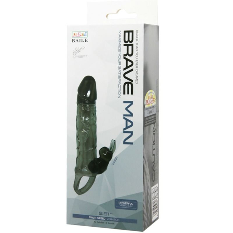 BAILE - BRAVE MAN FUNDA REALÍSTICA PENE CON RABBIT 16.5 CM NEGRO - Imagen 9