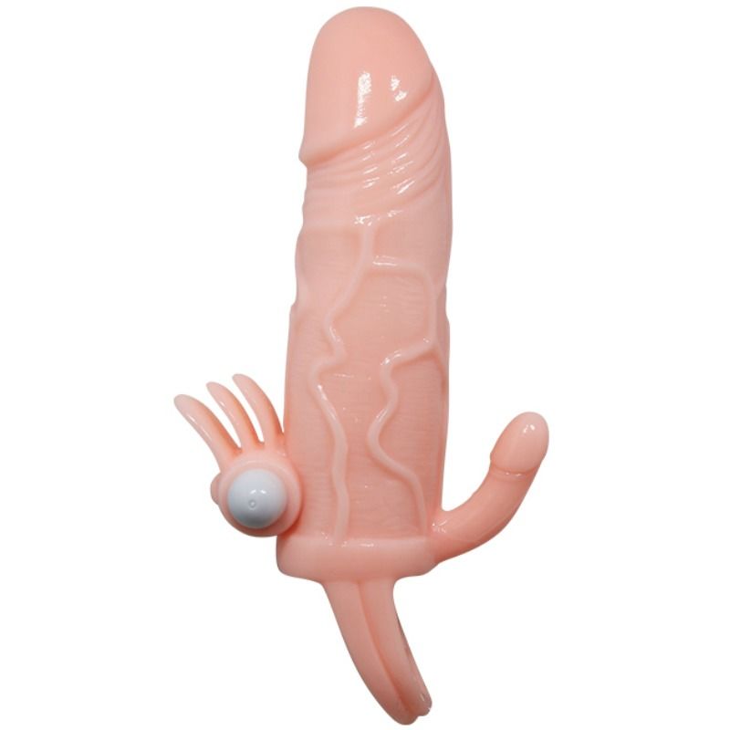BAILE - BRAVE MAN FUNDA PENE ANAL Y CLÍTORIS VIBRADOR 16.5 CM NATURAL - Imagen 4