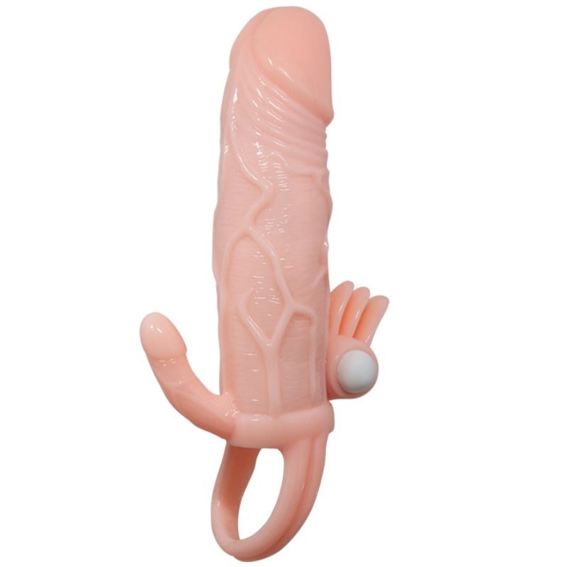 BAILE - BRAVE MAN FUNDA PENE ANAL Y CLÍTORIS VIBRADOR 16.5 CM NATURAL - Imagen 5