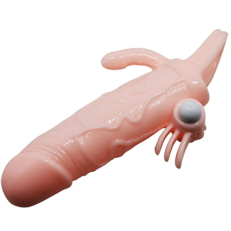 BAILE - BRAVE MAN FUNDA PENE ANAL Y CLÍTORIS VIBRADOR 16.5 CM NATURAL - Imagen 7