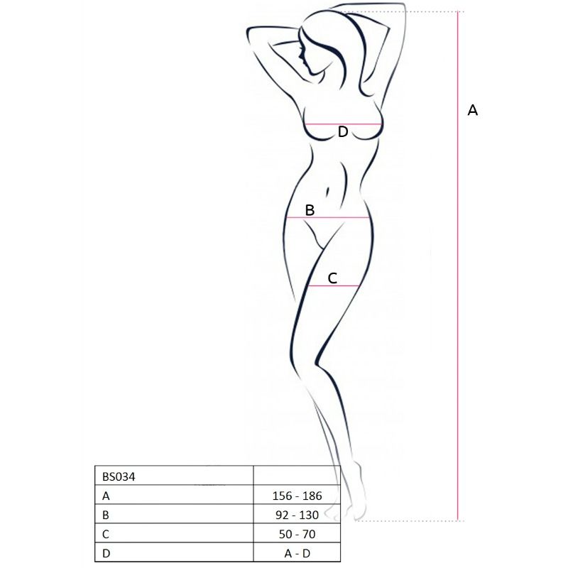 PASSION - WOMAN BS034 BODYSTOCKING BLANCO TALLA ÚNICA - Imagen 2