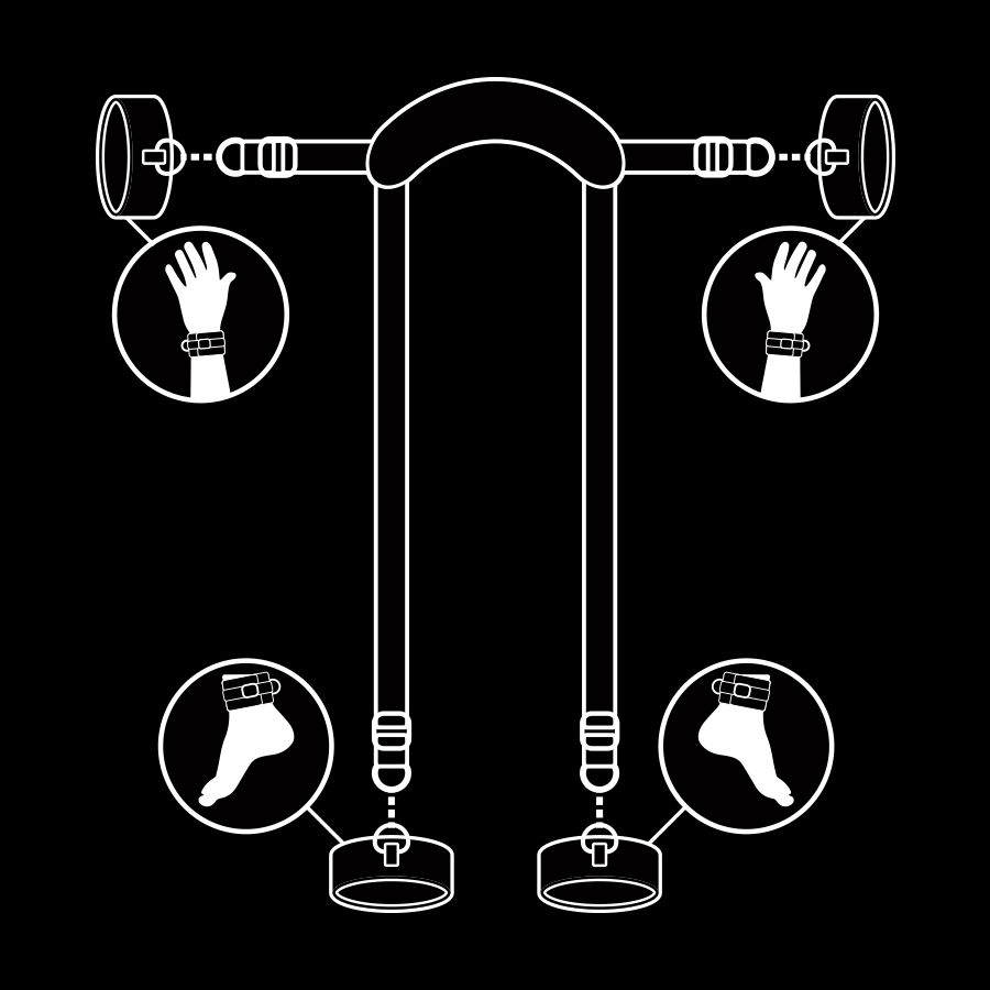 FETISH SUBMISSIVE - POSICIÓN MASTER CON 4 ESPOSAS CON FORRO DE NEOPRENO - Imagen 4