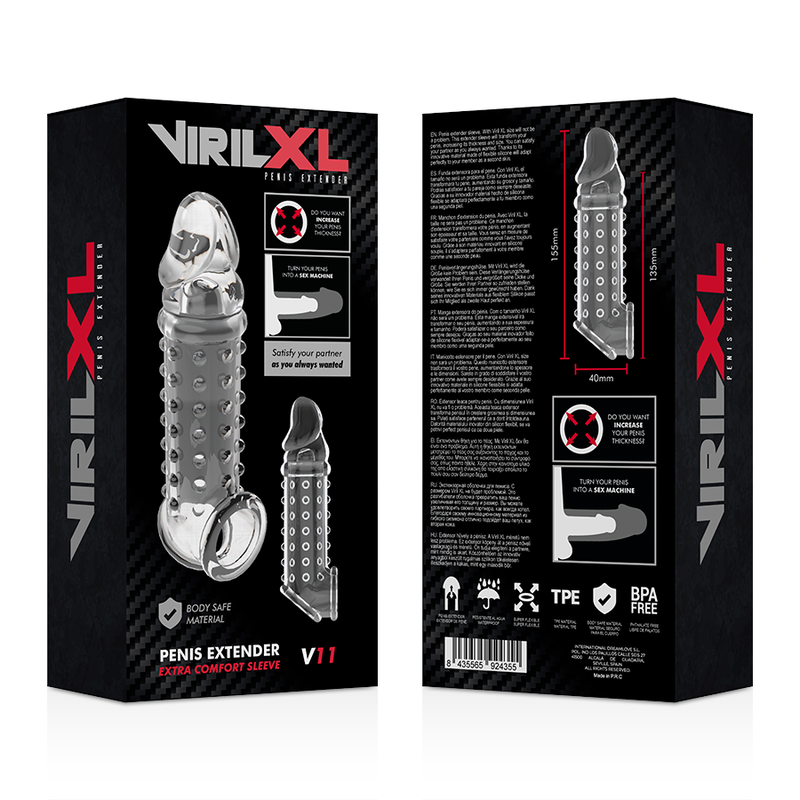 VIRILXL - EXTENSION Y FUNDA DE PENE V11 TRANSPARENTE - Imagen 8