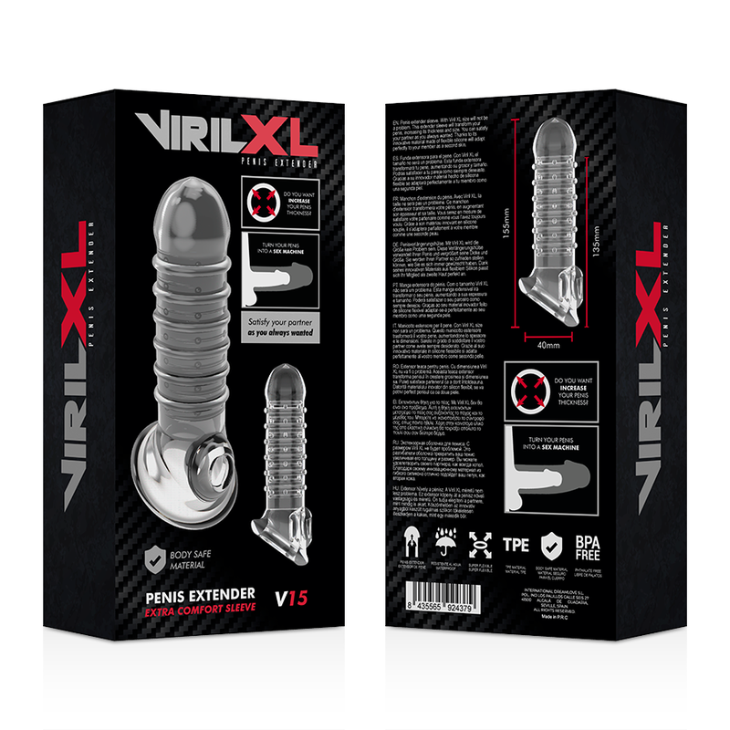 VIRILXL - EXTENSION Y FUNDA DE PENE V15 TRANSPARENTE - Imagen 8
