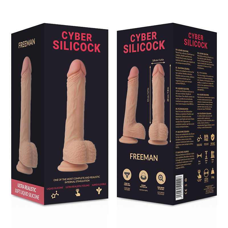 CYBER SILICOCK - ARNÉS SILICONA LIQUIDA FREEMAN 20 CM -O- 3.8 CM - Imagen 8